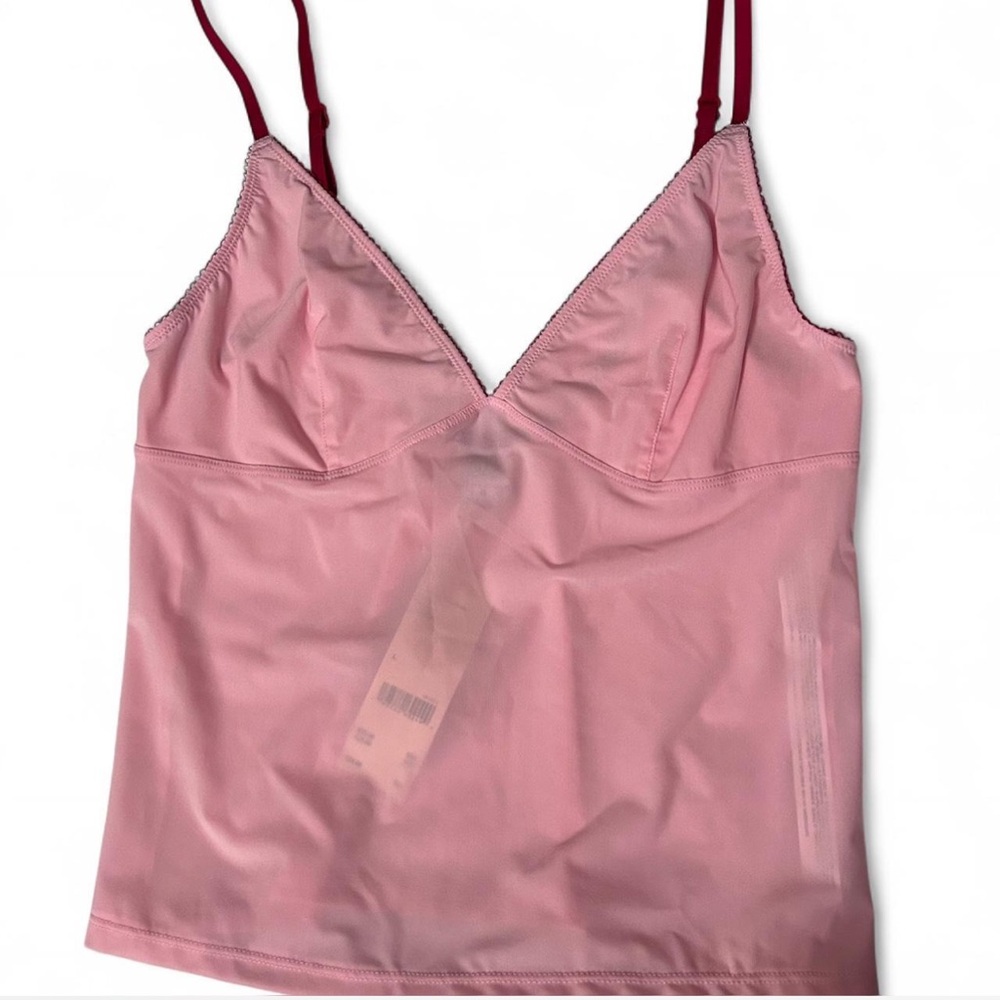 BDG Urban Outfitters pink mesh cami top with red trim